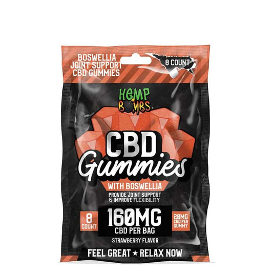 CBD Gummies With Boswellia, Strawberry 160mg, 8pc/bag (12bag/box)