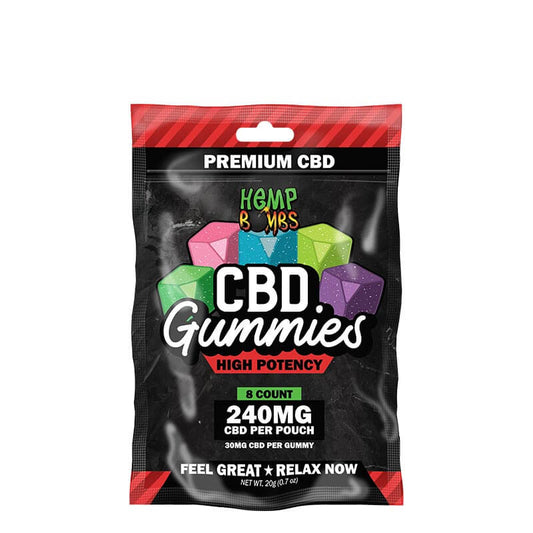 CBD Gummies High Potency Assorted 240mg, 8pc/bag (12pc/box)