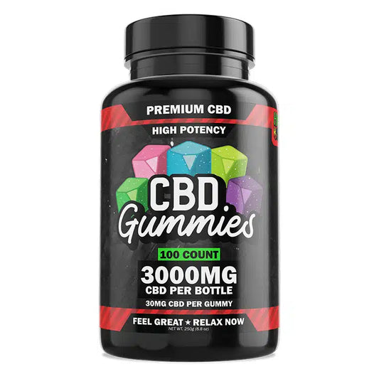 CBD Gummies High Potency Assorted Flavors 3000mg, 100pc/jar