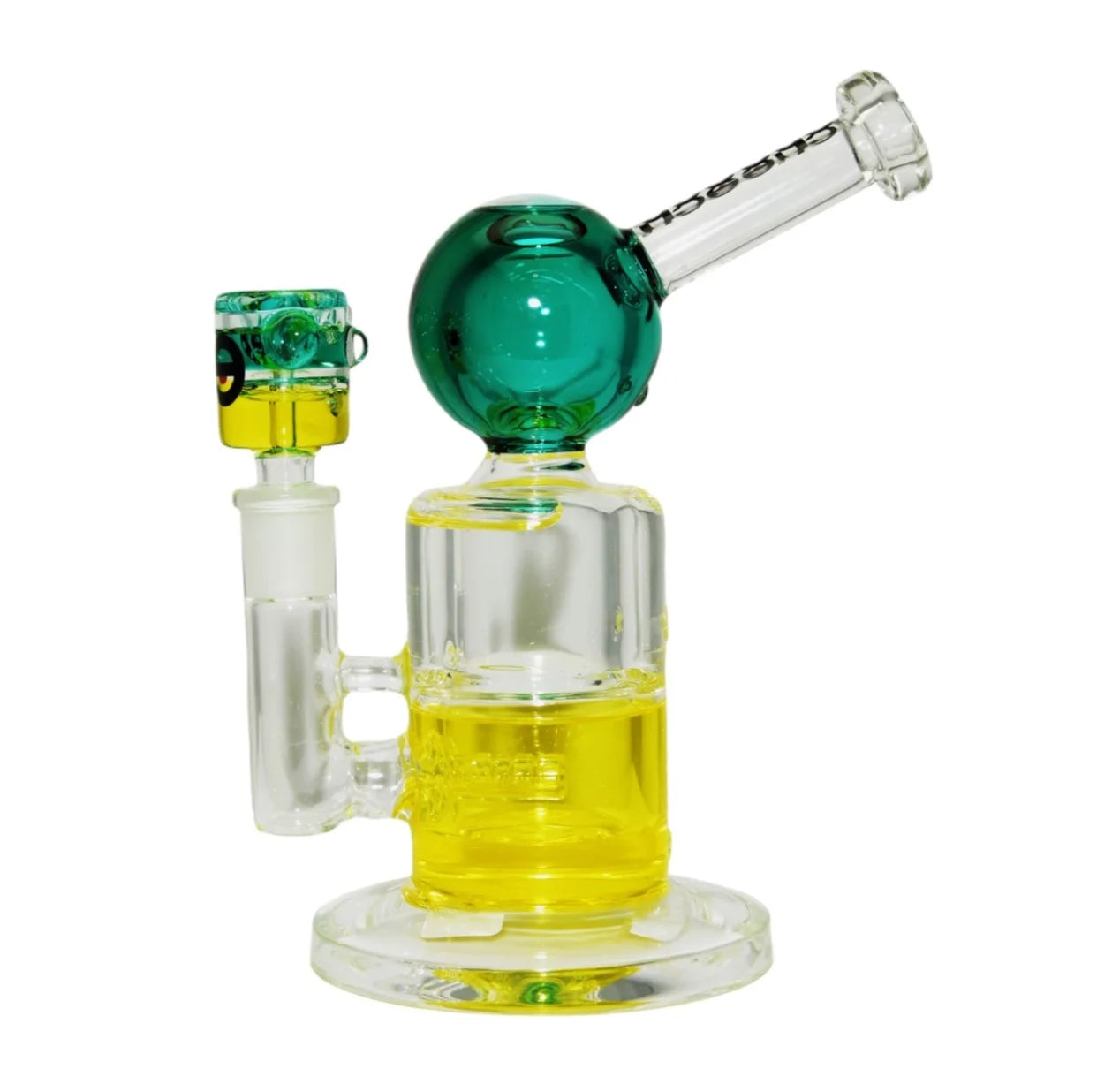 8” Cheech 8in Triple Glycerin Rig w Double Colored Bowl w Dab Pad, Variety Colors(HR-GY123)