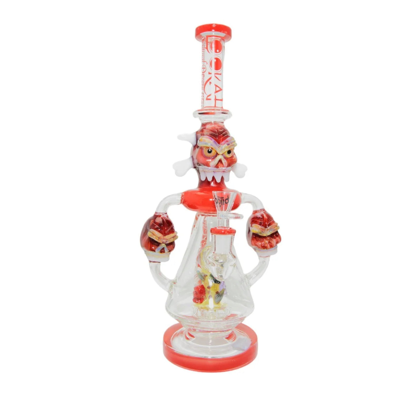 Lookah 15in Water Pipe 3 Skulls, Red (WPC913RD)