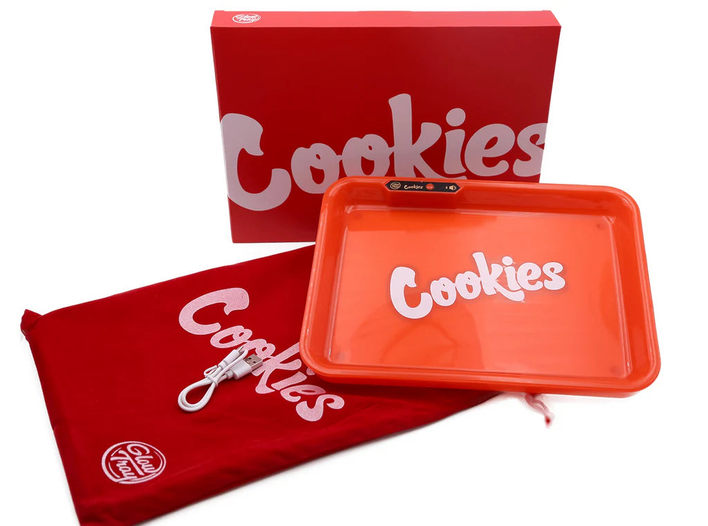 Rolling Tray-Glow Tray – LED Medium Tray, Cookies Red – SELAA WHOLESALE