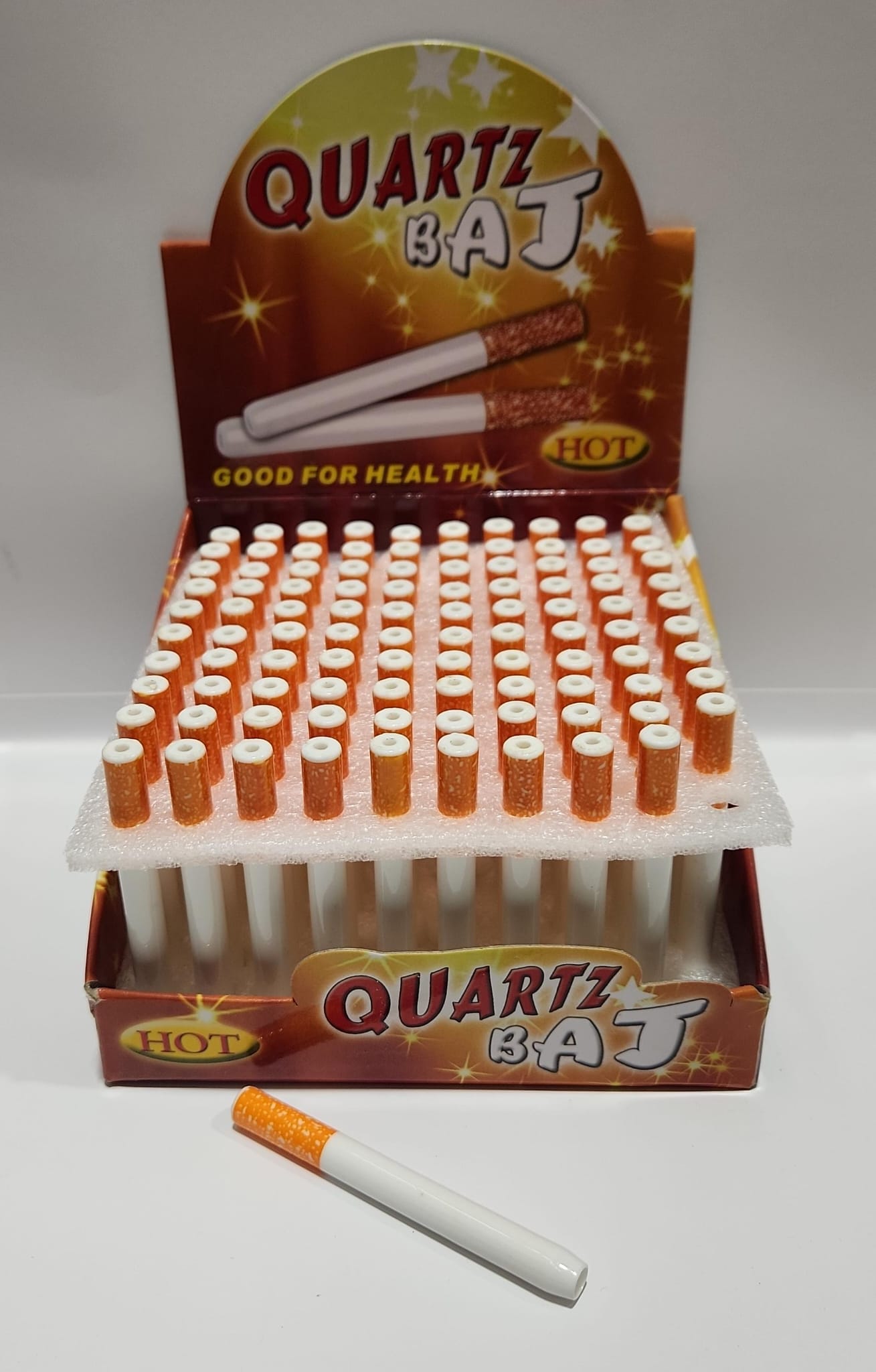 GENERIC ONE HITTER-GENERIC - QUARTZ CERAMIC LONG, 100PCS/DISPLAY