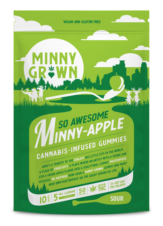 Hemp Edibles-Minny Grown - THC Gummies Minny-Apple, 50mg, 10pc/bag