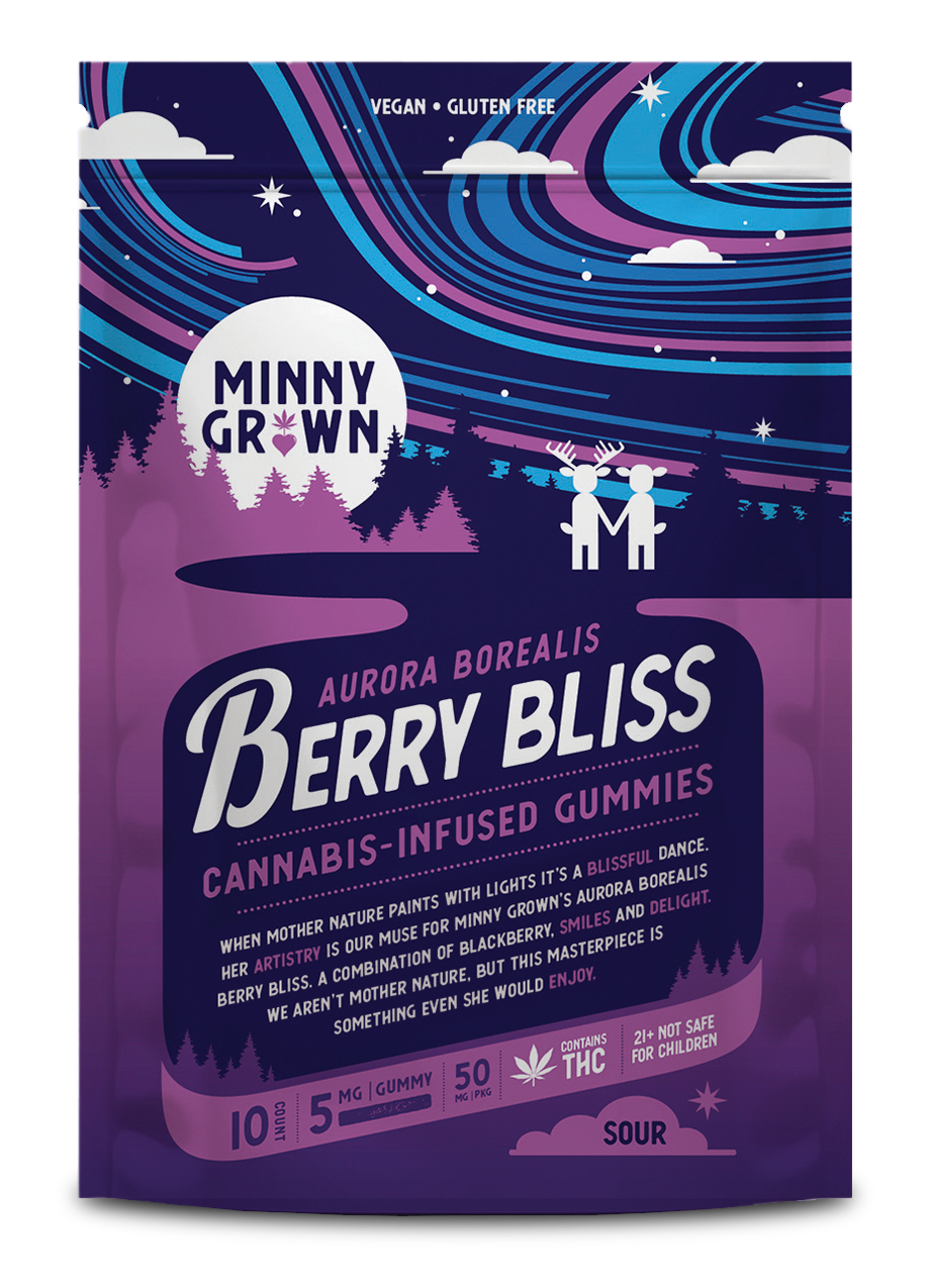 Hemp Edibles-Minny Grown - THC Gummies Berry Bliss, 50mg, 10pc/bag