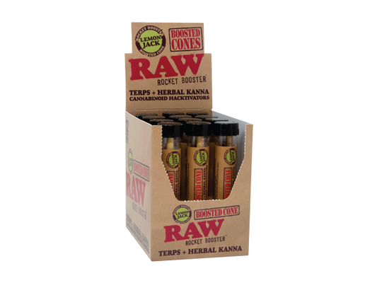 RAW PAPER CONE-RAW - ROCKET BOOSTED TERPS/HERBAL, 12PC/PACK