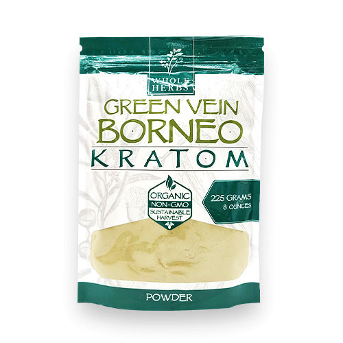 WHOLE HERBS KRATOM POWDER-WHOLE HERBS - GREEN BORNEO, 8OZ, 225G