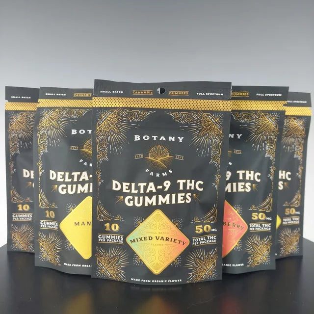 BOTANY FARMS HEMP EDIBLES-BOTANY FARMS - LEGAL D9-THC FULL SPECTRUM GUMMIES, 50MG, 10PC/BAG