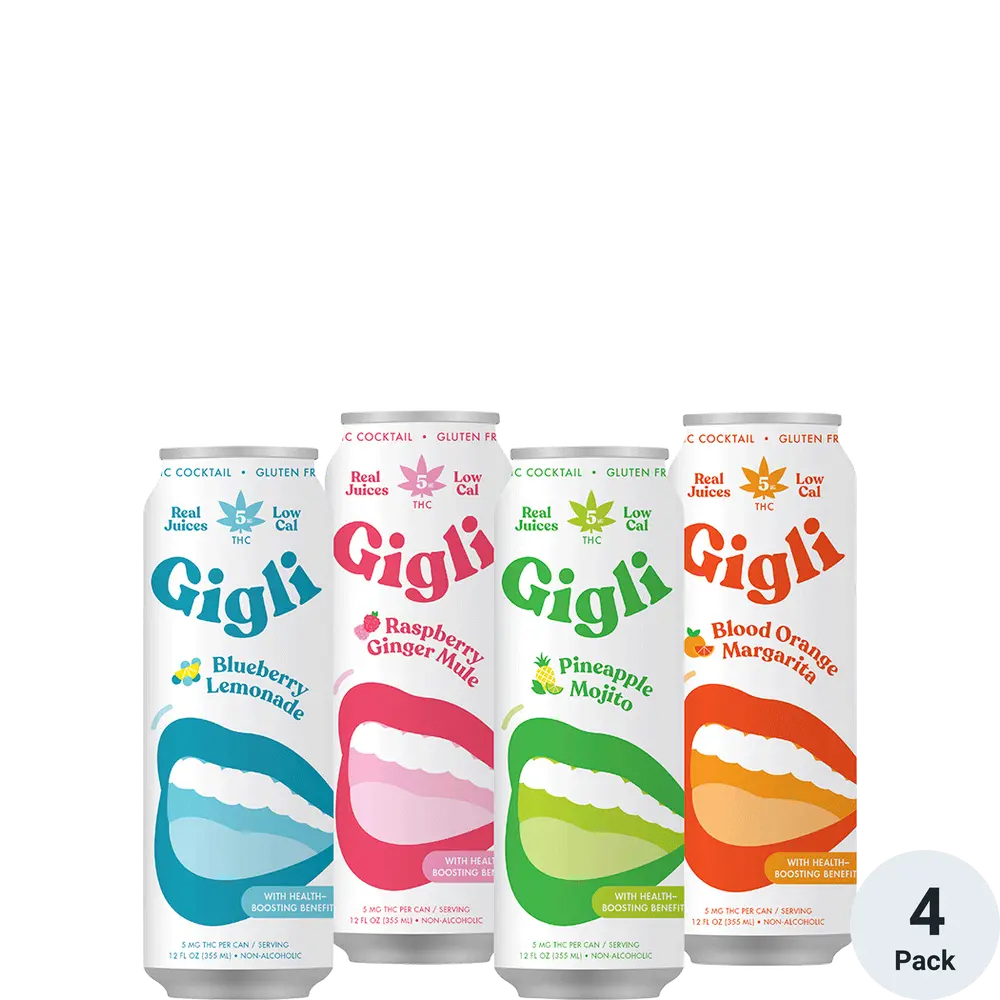 GIGLI HEMP DRINK-GIGLI - LEGAL THC CANNABIS COCTAIL, 10MG, 12OZ CAN (4PC/BUNDLE)