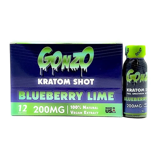 Kratom Drink-Gonzo -Full Spectrum Alkaloids Blueberry Lime 1oz, 12bottles/box