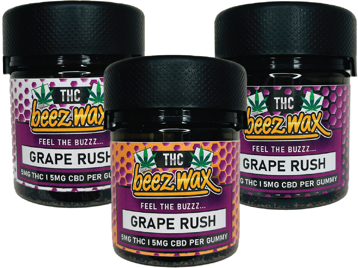 BEEZWAX HEMP EDIBLES-BEEZWAX - LEGAL THC 9 GUMMIES GRAPE RUSH, 50MG (6PC/BOX)