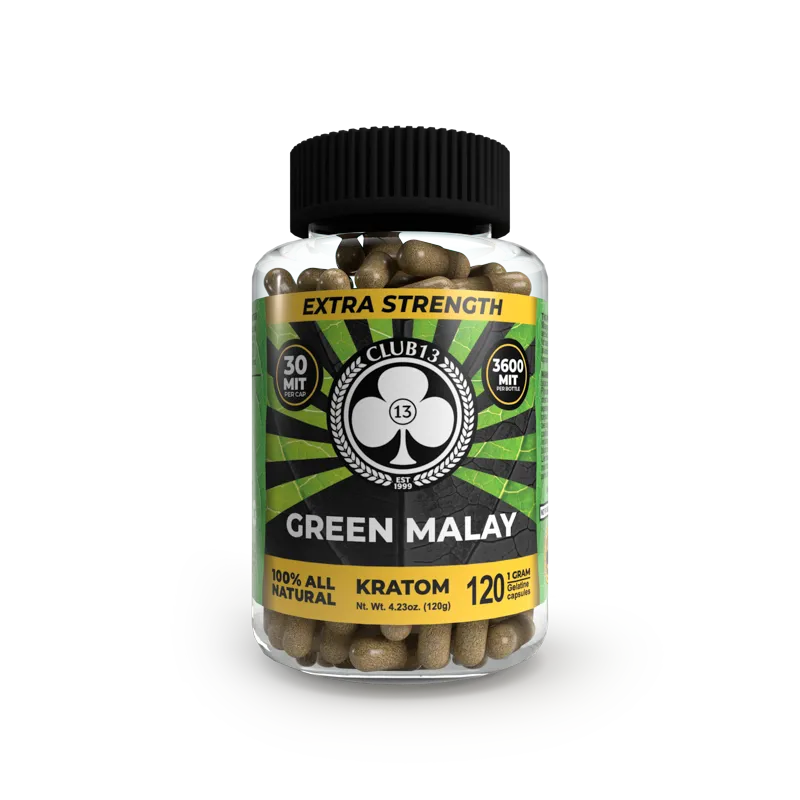 CLUB 13 KRATOM CAPSULE-CLUB 13 - EXTRA STRENGTH GREEN MALAY, 750 MIT