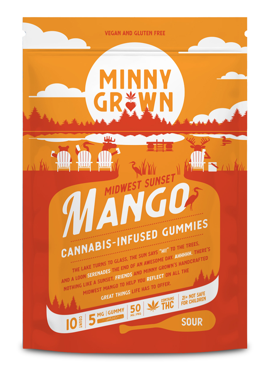 Hemp Edibles-Minny Grown - THC Gummies Mango, 50mg, 10pc/bag