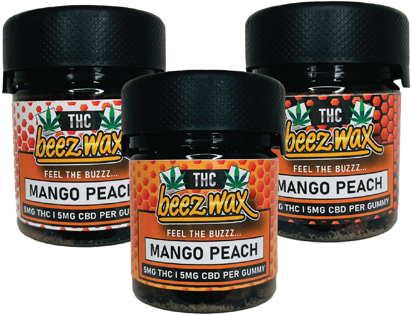 BEEZWAX HEMP EDIBLES-BEEZWAX - LEGAL THC 9 GUMMIES MANGO PEACH, 50MG (6PC/BOX)