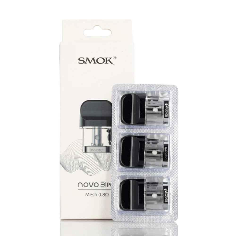 SMOK E-CIG COILS/PODS-SMOK - NOVO3 REPLACEMENT CARTRIDGE W/MESH COIL 0.8OHM, 3PC/PACK