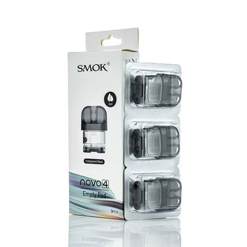 SMOK E-CIG COILS/PODS-SMOK - NOVO4 REPLACEMENT CARTRIDGE EMPTY BLACK, 3PC/PACK