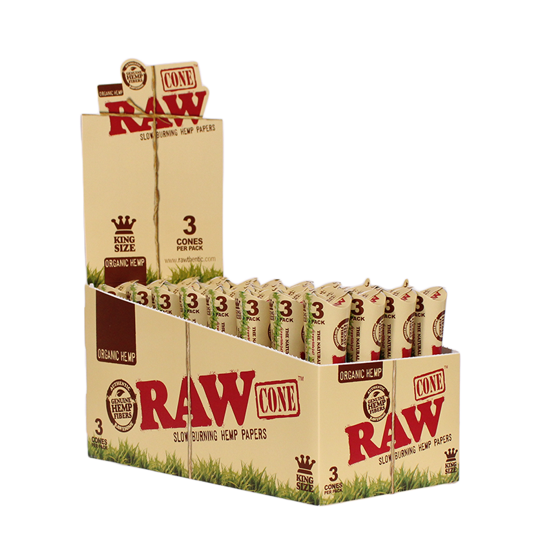 RAW PAPER CONE-RAW - ORGANIC KING SIZE, 32PC/3PK