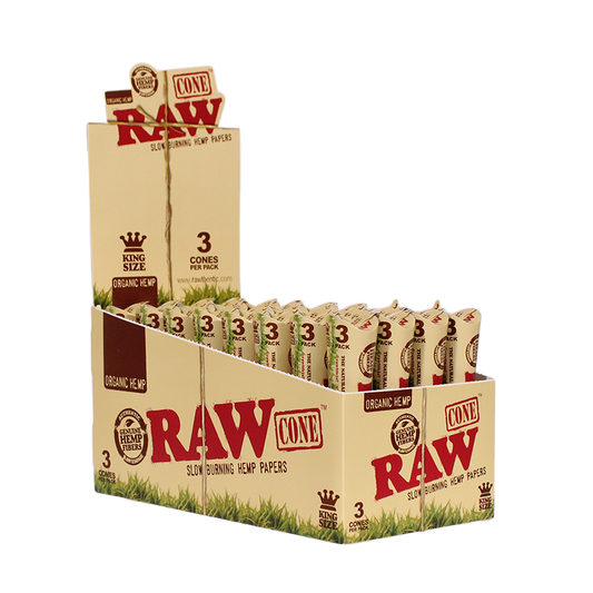 RAW PAPER CONE-RAW - ORGANIC KING SIZE, 32PC/3PK