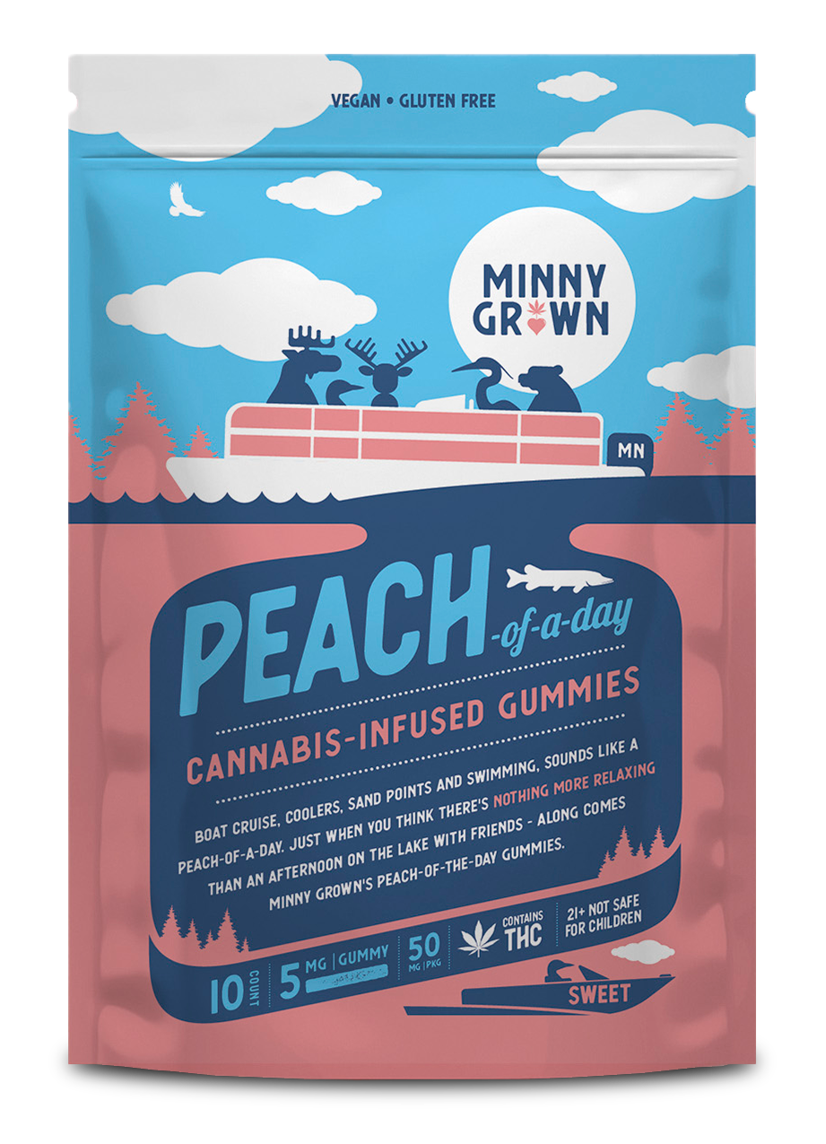 Hemp Edibles-Minny Grown - THC Gummies Peach, 50mg, 10pc/bag