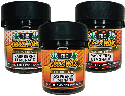 BEEZWAX HEMP EDIBLES-BEEZWAX - LEGAL THC 9 GUMMIES RASPBERRY LEMONADE, 50MG (6PC/BOX)