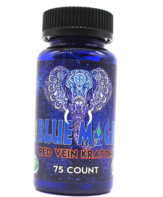 BLUE MAGIC KRATOM CAPSULE-BLUE MAGIC - RED VEIN, 75CT