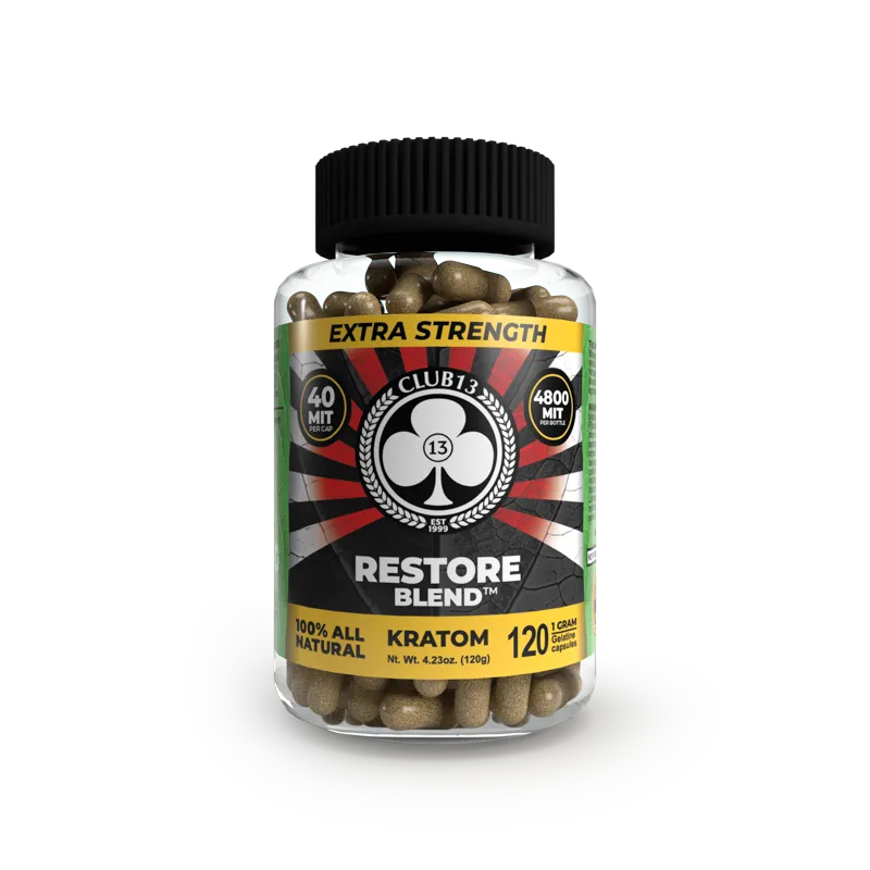 CLUB 13 KRATOM CAPSULE-CLUB 13 - EXTRA STRENGTH RESTORE BLEND, 1000 MIT