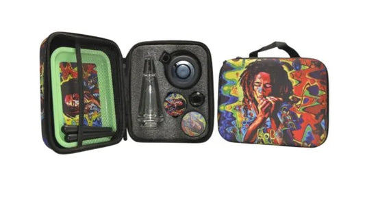 Smoking Accessories-Gift Set – Case w Vaporizer, Tray, Bowl, Grinder, Jar, Tubes Variety Designs