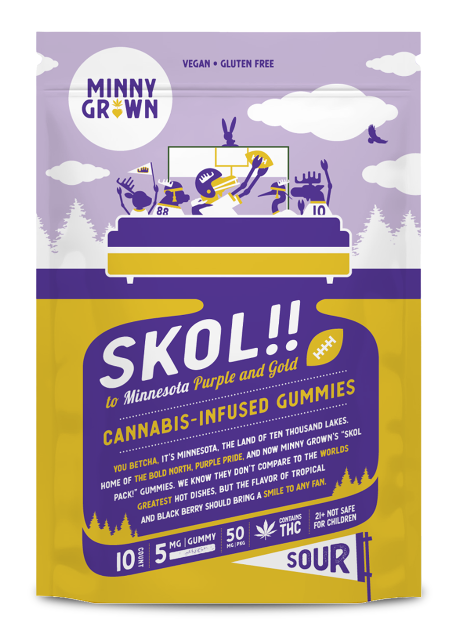 Hemp Edibles-Minny Grown - THC Gummies Skol, 50mg, 10pc/bag