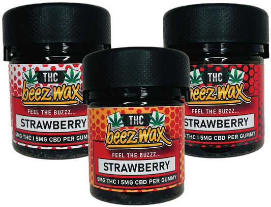 BEEZWAX HEMP EDIBLES-BEEZWAX - LEGAL THC 9 GUMMIES STRAWBERRY, 50MG (6PC/BOX)