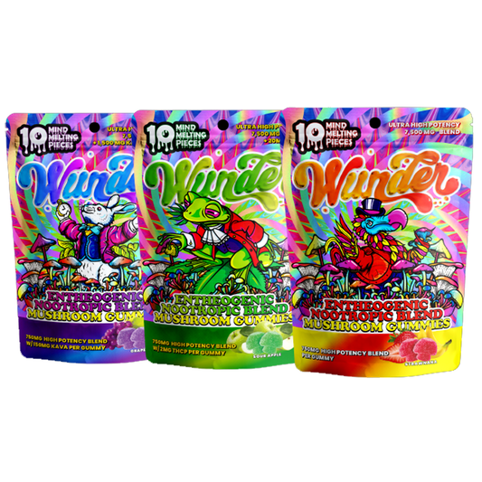 WUNDER MUSHROOM EDIBLES-WUNDER - MUSHROOMS GUMMIES 750MG ENTHEOGENIC NOOTROPIC BLEND 10PC/BAG (5BAG/BOX)