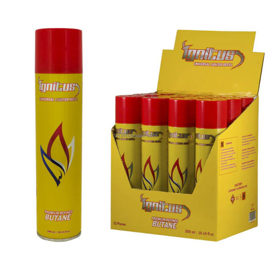 IGNITUS BUTANE-IGNITUS - REGULAR 300ML (YELLOW) (12PC/BOX)