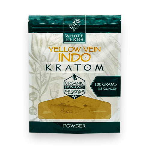 WHOLE HERBS KRATOM POWDER-WHOLE HERBS - YELLOW INDO, 3.5OZ, 100G