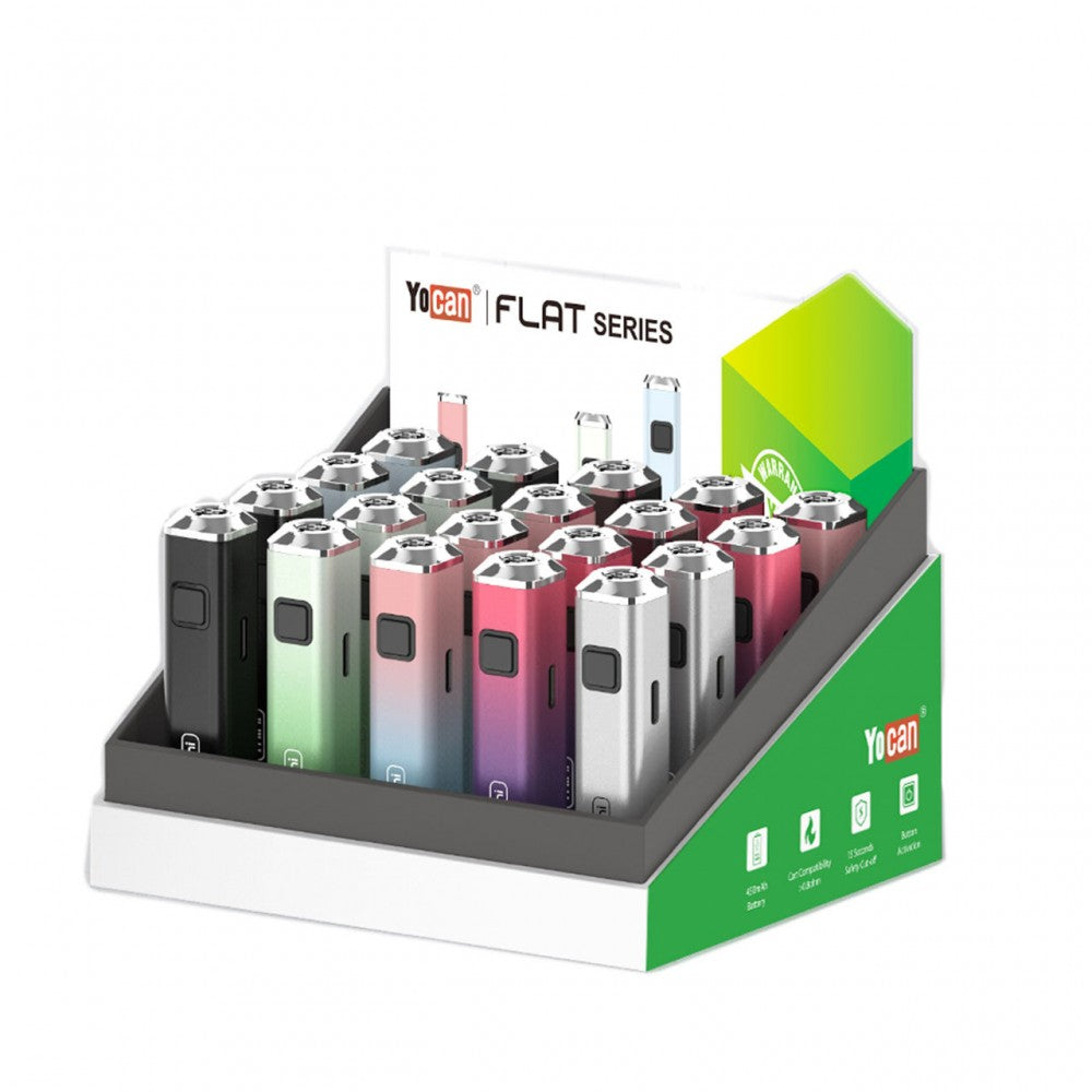 YOCAN VAPORIZER BATTERY-YOCAN - FLAT MINI VV 400MAH MIX COLOR, 20PC/DISPLAY